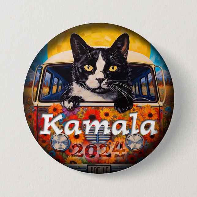 Cat Dam för Kamala-politiska knapp (Framsida)