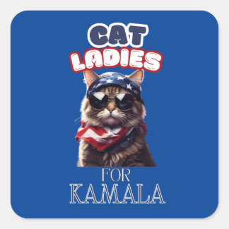 Cat Dam For Kamala USA Fyrkantigt Klistermärke