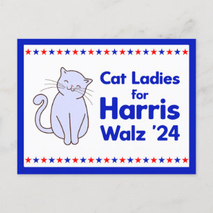 Cat Dam för valet till Harris Walz 2024 Vykort