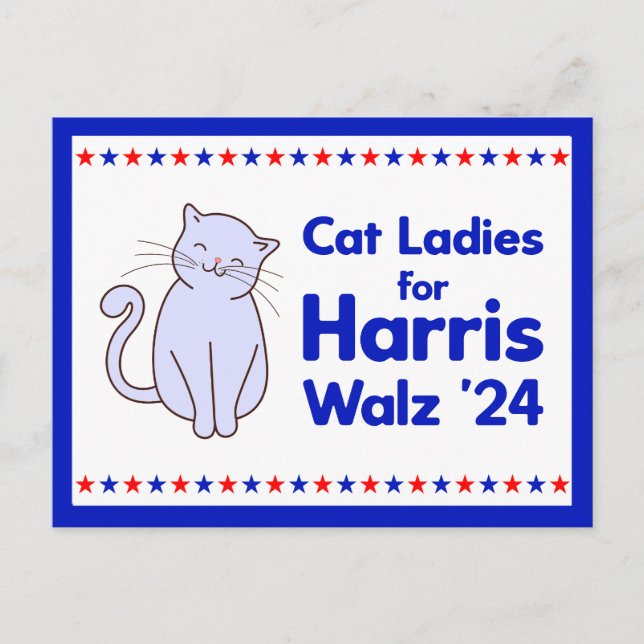 Cat Dam för valet till Harris Walz 2024 Vykort (Framsida)