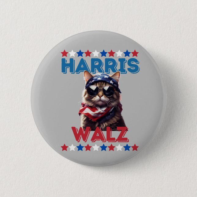 Cat Dam Harris Walz Button Knapp (Framsida)