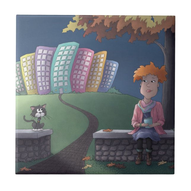 Cat Dam i Ceramic Tile-parken Kakelplatta (Framsidan)