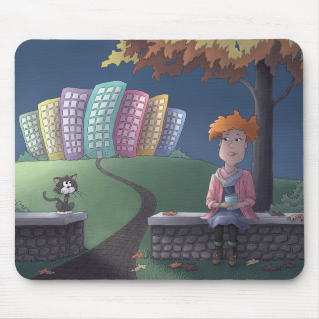 Cat Dam i parkeringspressen Mouse Pad Musmatta (Framsidan)