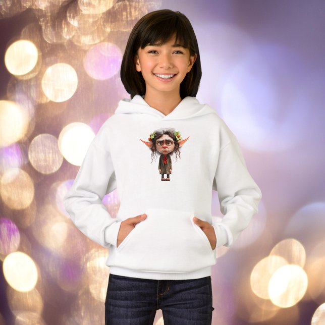 Cat Dam jul Elf Girl's Hoodie T Shirt (Skapare uppladdad)