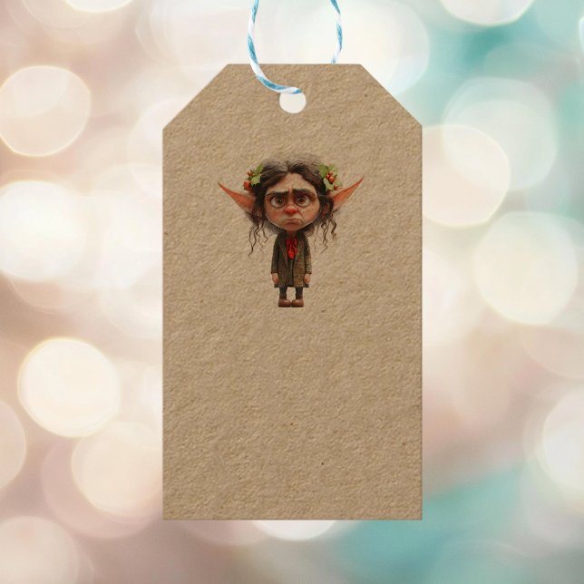 Cat Dam jul Elf Kraft Gift Märkres Presentetikett (Skapare uppladdad)
