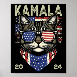 Cat Dam Kamala-harris 2024 American Flagga Cute Ca Poster