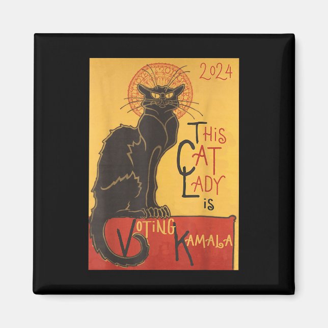 Cat Dam Kamala Le Chatta Noir Funny Ballot Magnet (Framsidan)