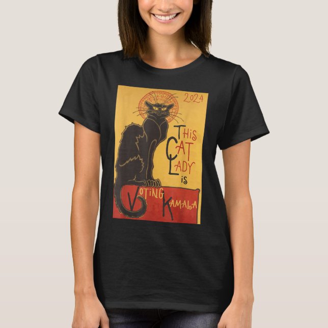 Cat Dam Kamala Le Chatta Noir Funny Ballot T Shirt (Framsida)