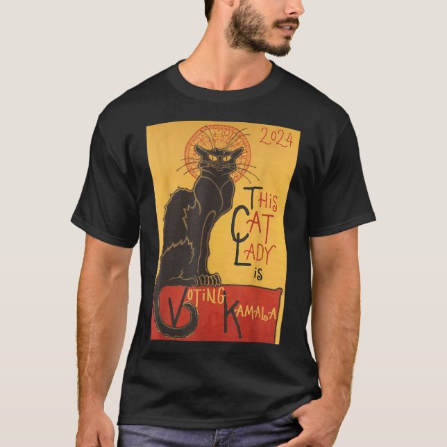 Cat Dam Kamala Le Chatta Noir Funny Ballot T Shirt (Framsida)