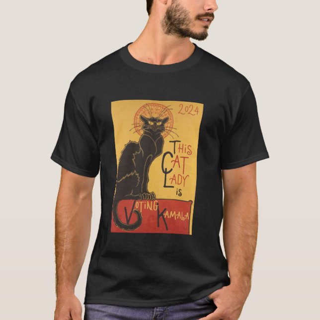 Cat Dam Kamala Le Chatta Noir Funny Ballot Val T Shirt (Framsida)