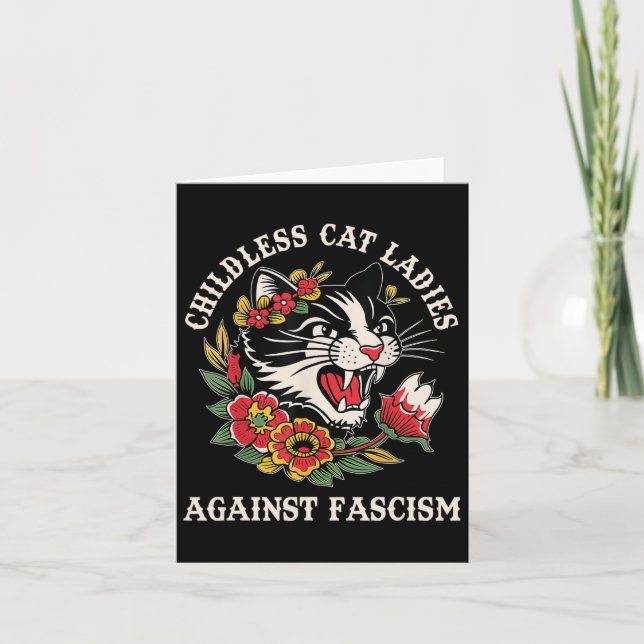 Cat Dam mot fascism Lusnykantig feminist 2 Kort (Framsida)