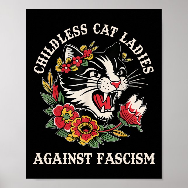 Cat Dam mot fascism Lusnykantig feminist 2 Poster (Framsidan)