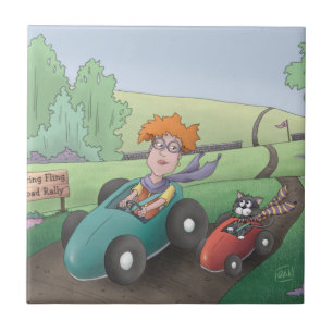 Cat Dam Road Rally Ceramic Tile Kakelplatta