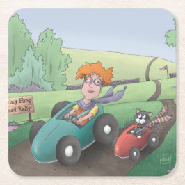 Cat Dam Road Rally Square Papper Underlägg Kvadrat