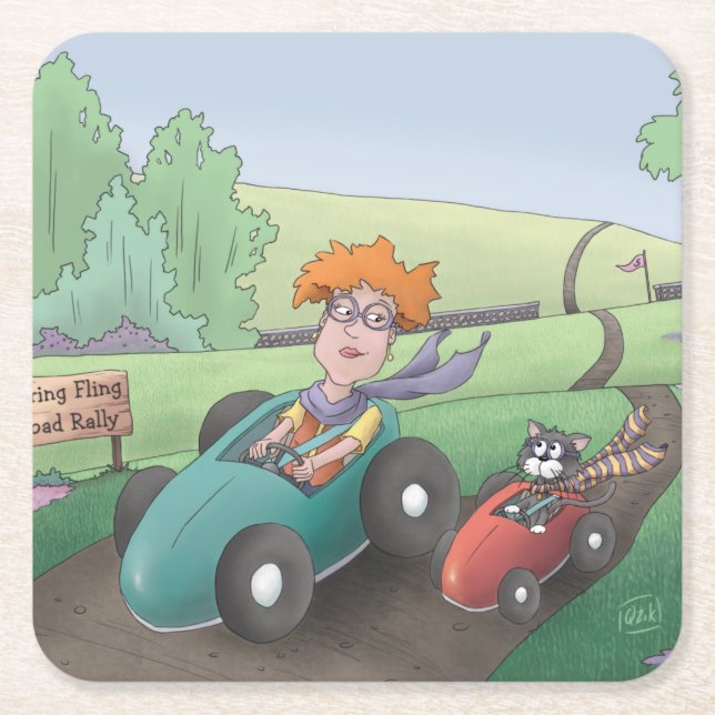 Cat Dam Road Rally Square Papper Underlägg Kvadrat (Framsidan)