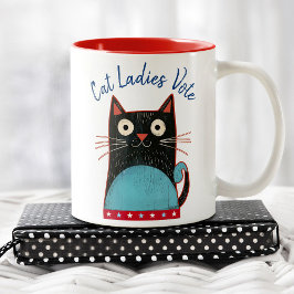 Cat Dam Röstskript Rustik Fet Cute Feminist Två-Tonad Mugg