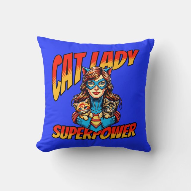 Cat Dam Superpower Kudde (Framsida)