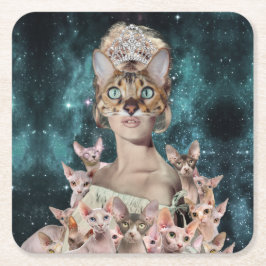 Cat Dam Underlägg Papper Kvadrat