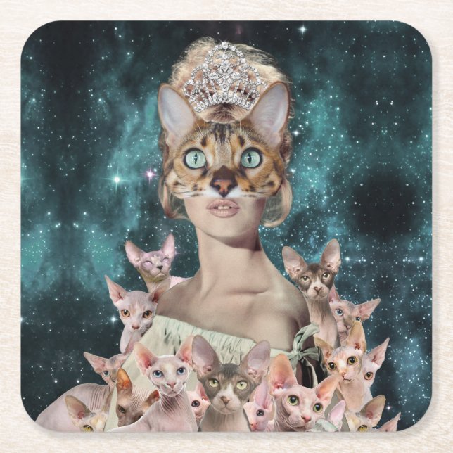 Cat Dam Underlägg Papper Kvadrat (Framsidan)