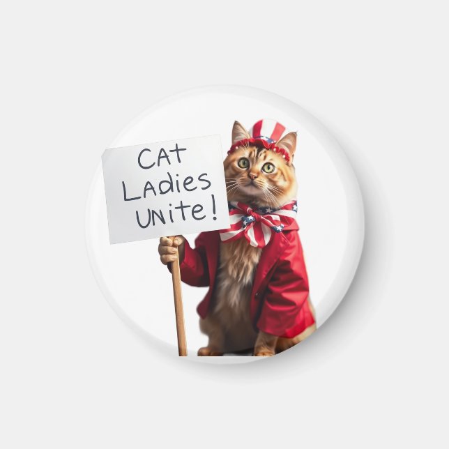 Cat Dam Unite Kamala Harris för president Funny Magnet (Framsidan)
