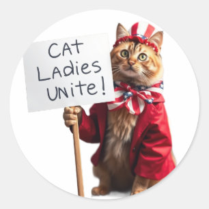 Cat Dam Unite Kamala Harris för president Funny Runt Klistermärke