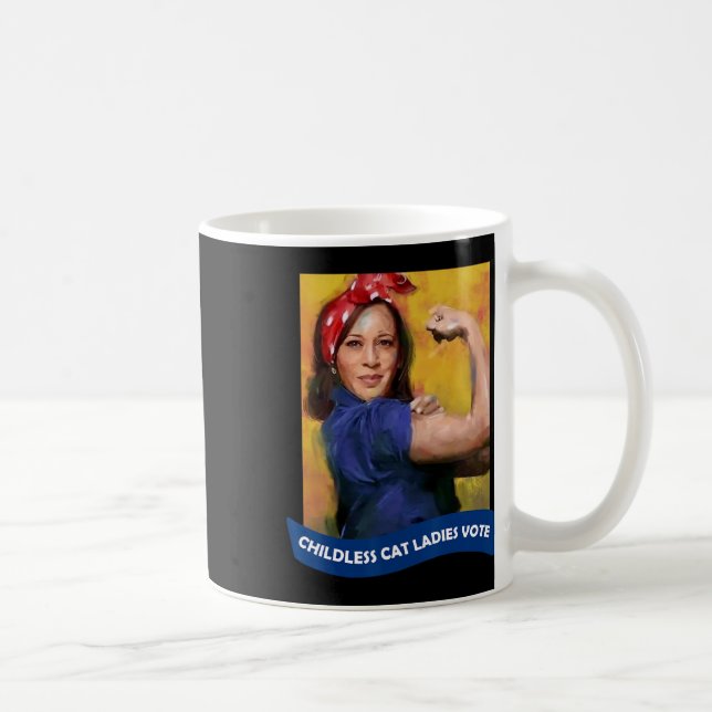 Cat Dam Vote Kamala 2024 Rosie the Riveter Kaffemugg (Höger)