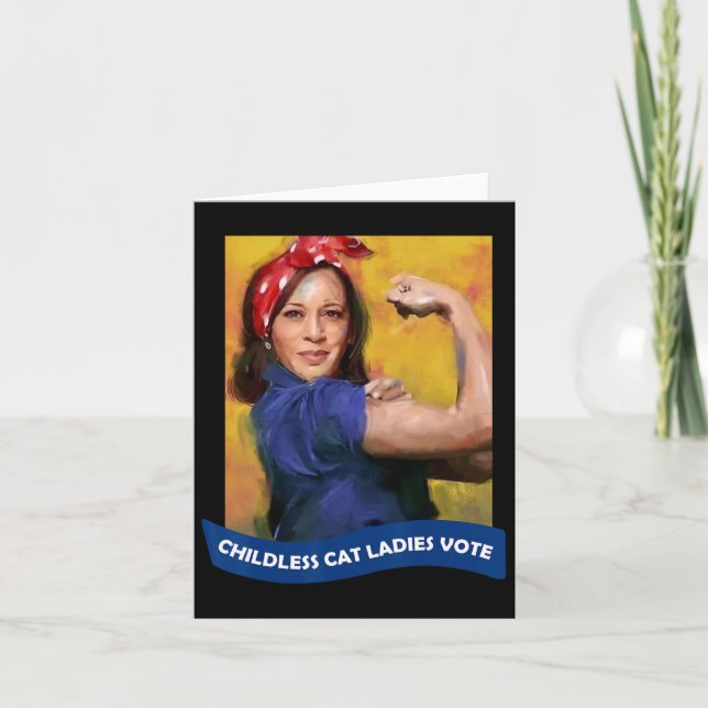 Cat Dam Vote Kamala 2024 Rosie the Riveter Kort (Framsida)