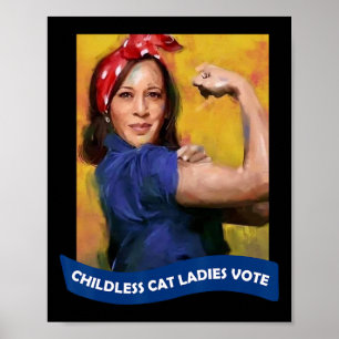 Cat Dam Vote Kamala 2024 Rosie the Riveter Poster