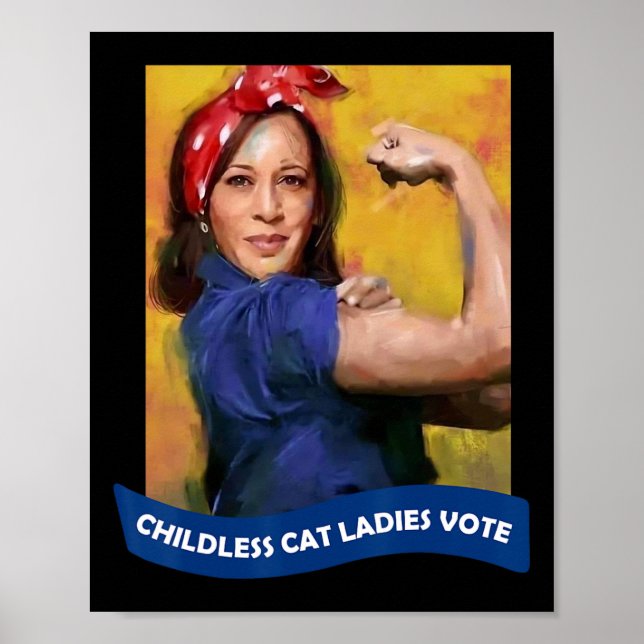 Cat Dam Vote Kamala 2024 Rosie the Riveter Poster (Framsidan)