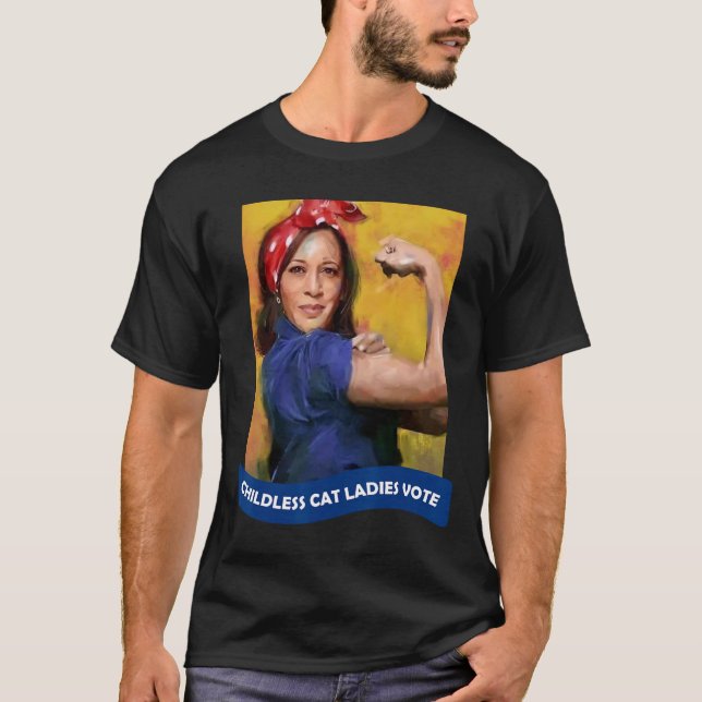 Cat Dam Vote Kamala 2024 Rosie the Riveter T Shirt (Framsida)