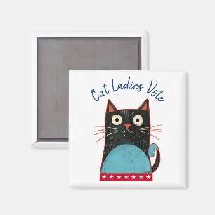Cat Dam Vote Script Feminist Rustic Funny Cute Magnet