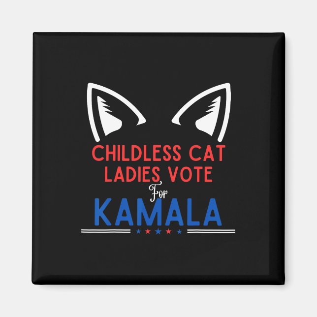 Cat Dam Voting Kamala Harris Hund Mamma Vote Blue  Magnet (Framsidan)