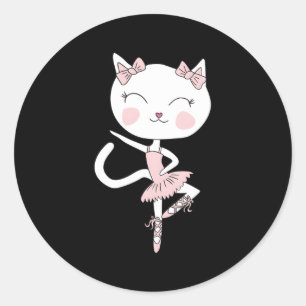 Cat Dance Ballerina Dancing Pirouette Tutu Runt Klistermärke
