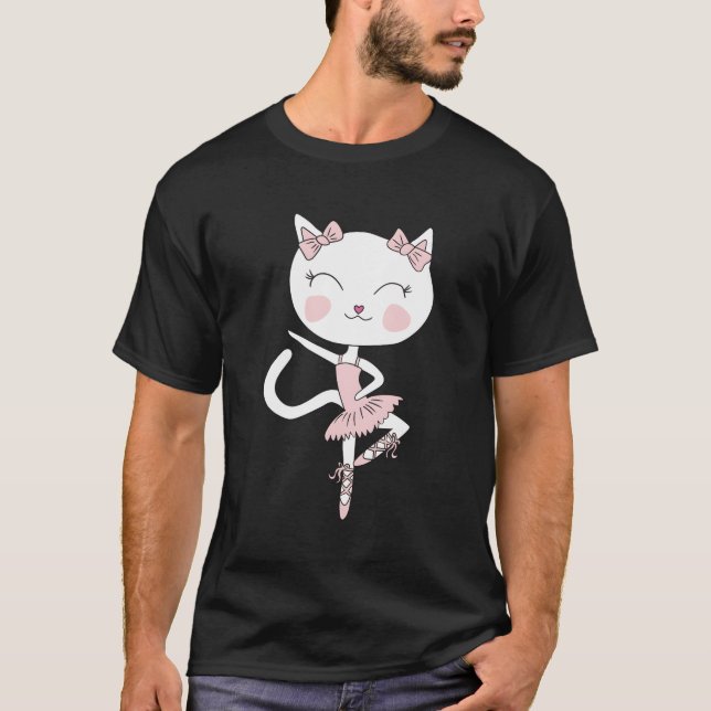 Cat Dance Ballerina Dancing Pirouette Tutu T Shirt (Framsida)