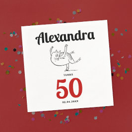 Cat Dancing Black and White Sketch i Cute Roligt H Pappersservett