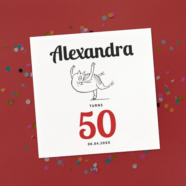 Cat Dancing Black and White Sketch i Cute Roligt H Pappersservett (Skapare uppladdad)