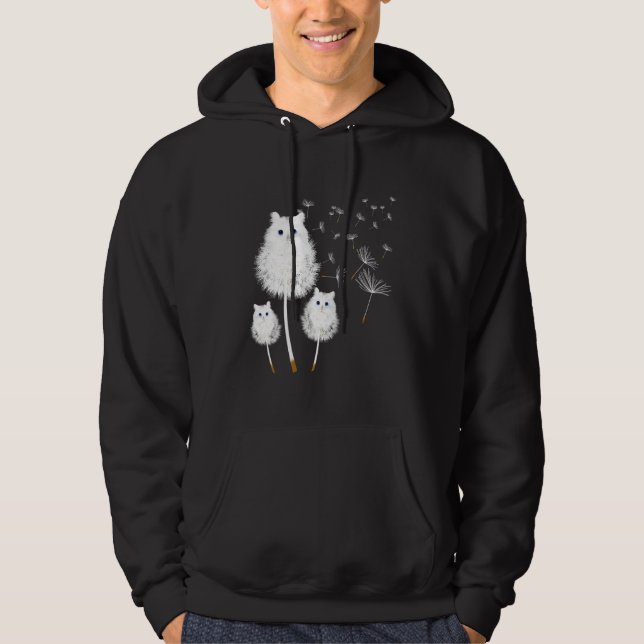 Cat Dandelion Amazing Flower Cat Design Hoodie (Framsida)