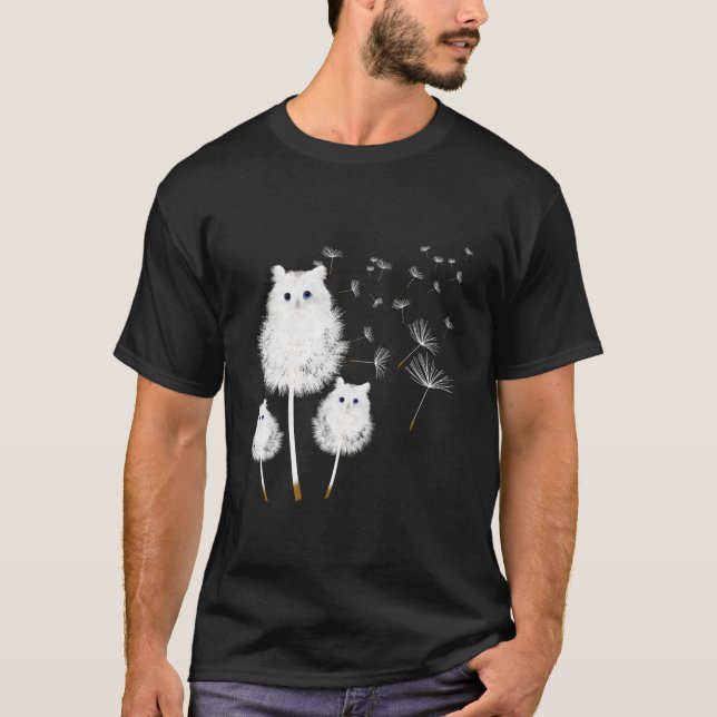 Cat Dandelion Flower Cat T Shirt (Framsida)