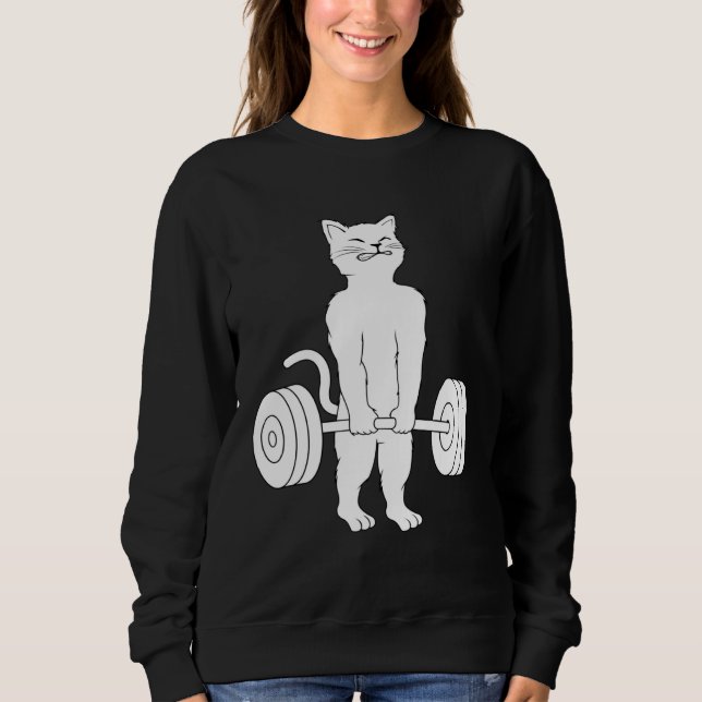 Cat Deadlif Powerlifting Kitty Weightlifting Cat T Shirt (Framsida)