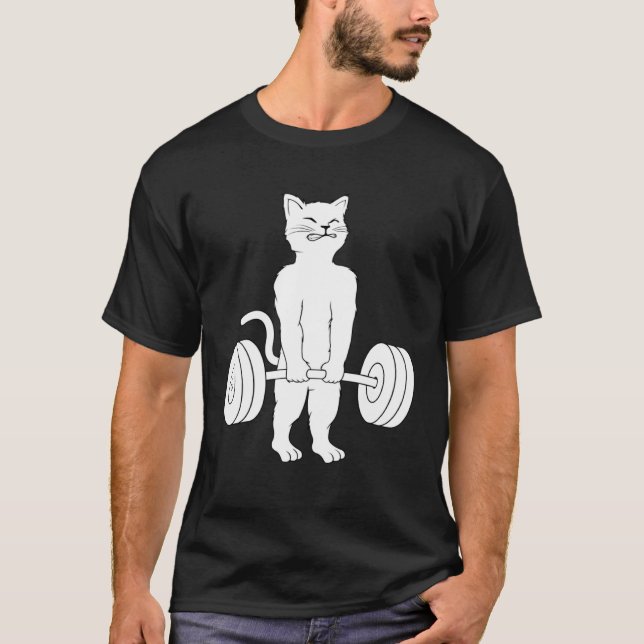 Cat Deadlif Powerlifting Kitty Weightlifting Cat T Shirt (Framsida)