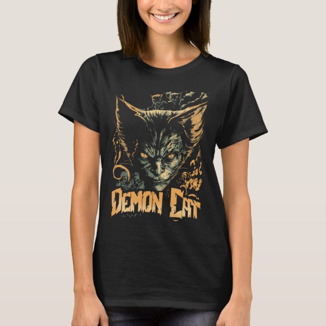 Cat Demon Cat Evil Sinister Kitty T Shirt (Framsida)