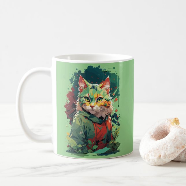 Cat Design Cute Fantasy Färg Stänk Kaffemugg (Med munk)