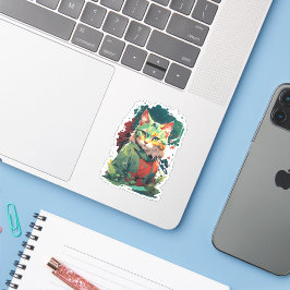 Cat Design Cute Fantasy Färg Stänk Klistermärken