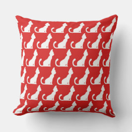 Cat Design Red Dekorativ kudde