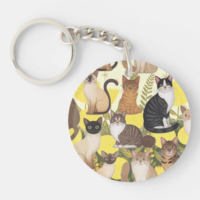 Cat Design Round Acrylic Keychain (Framsidan)