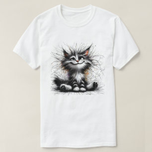 Cat Digital Art Cute och Lycklig T Shirt