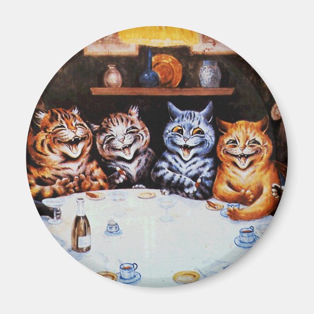 Cat Dinner Party Louis Wain Artwork Magnet (Framsidan)