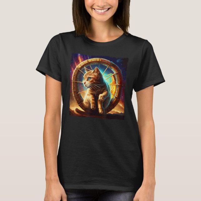 Cat Dinosaur Space T Shirt (Framsida)