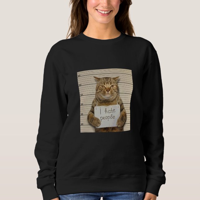 Cat Distress, jag hatar folk Cat Owner Cat T Shirt (Framsida)