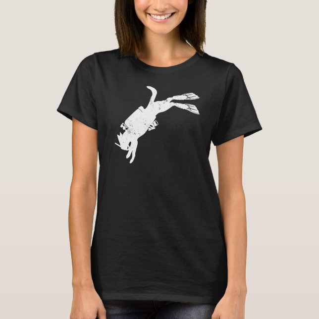 Cat Diver Dyka Instructor T Shirt (Framsida)